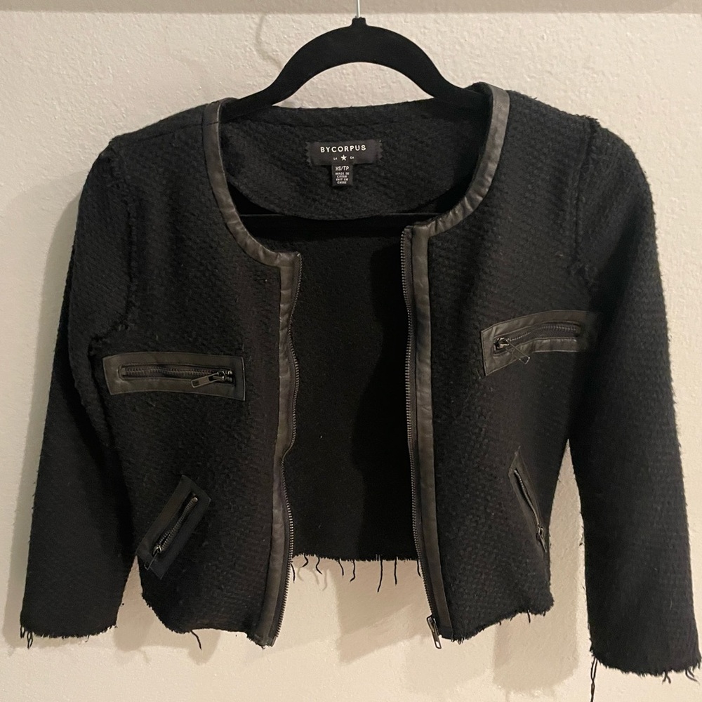 BYCORPUS Black 4 Pockets Knit Women's Jacket
